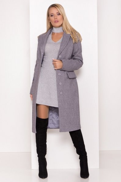 Полуприталенное зимнее пальто с отложным воротником Лабио 8182 Цвет: Серый 2