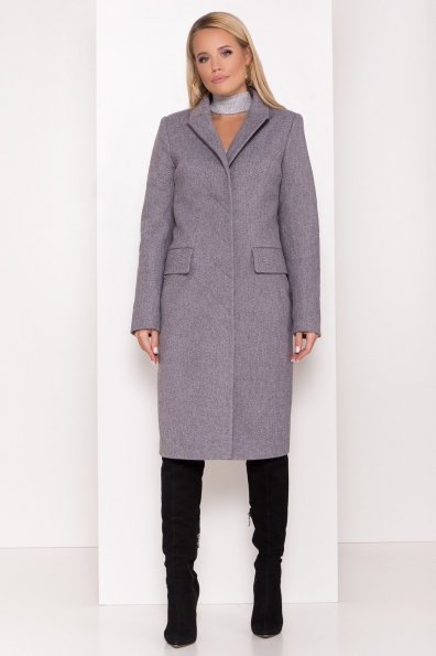 Полуприталенное зимнее пальто с отложным воротником Лабио 8182 Цвет: Серый 2
