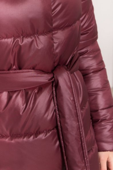 Удлиненный зимний пуховик с поясом Сигма 8040 Цвет: Бордо
