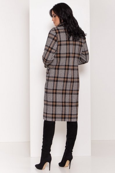 Стильное зимнее пальто в клетку Моле классик 8190 Цвет: Черный/белый/бежевый
