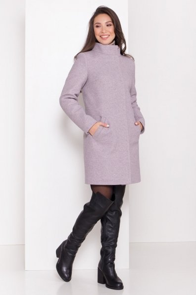 Зимнее пальто с воротником стойка Фортуна лайт 5804 Цвет: Серо-розовый 46