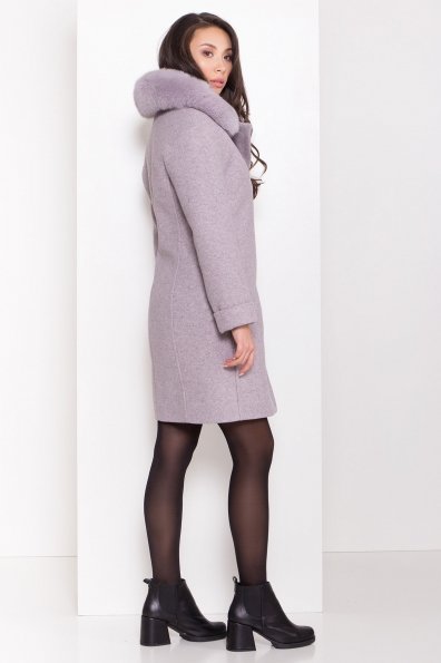 Полуприталенное зимнее пальто серых тонов Лизи 8170 Цвет: Серо-розовый 46