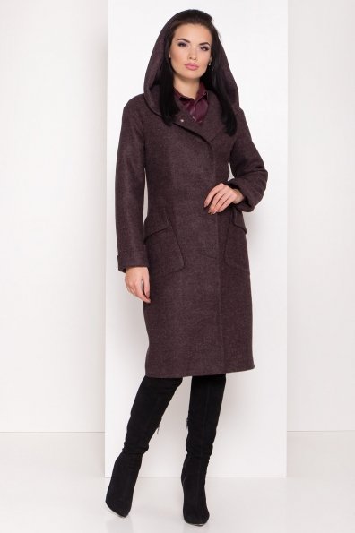 Женское пальто зима с накладными карманами Анджи 8299 Цвет: Шоколад меланж