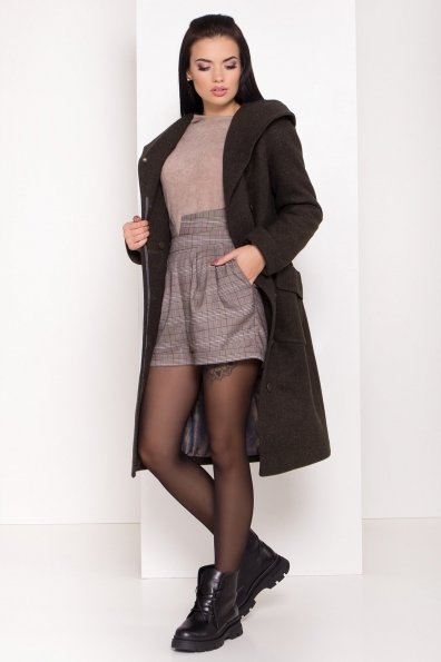 Женское пальто зима с накладными карманами Анджи 8299 Цвет: Хаки