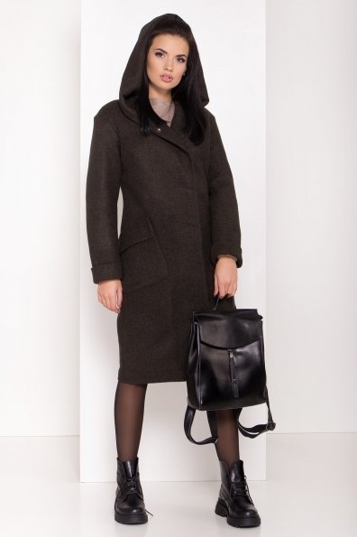 Женское пальто зима с накладными карманами Анджи 8299 Цвет: Хаки