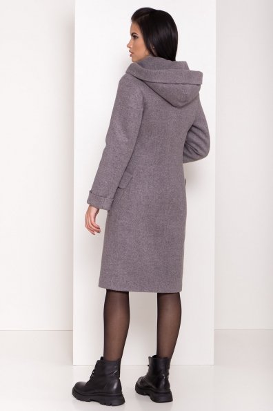 Женское пальто зима с накладными карманами Анджи 8299 Цвет: Серо-розовый 19