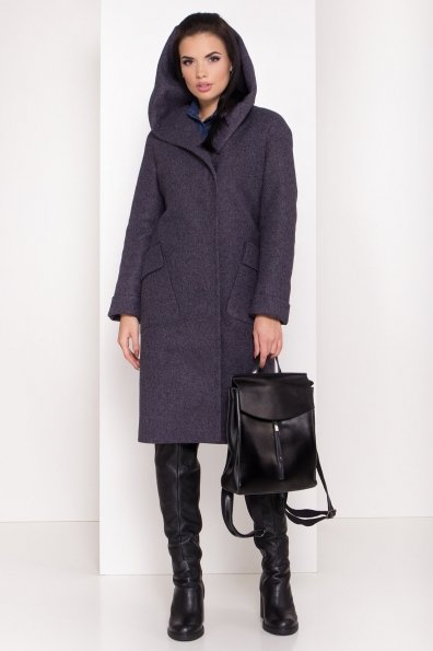 Женское пальто зима с накладными карманами Анджи 8301 Цвет: т. синий 543