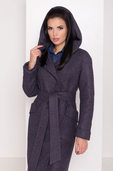 Женское пальто зима с накладными карманами Анджи 8301 Цвет: т. синий 543