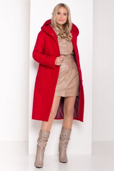 Пальто зима шерсть букле Анита 8320 Цвет: Красный 1