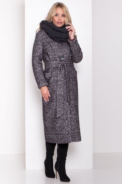 Теплое зимнее пальто буклированная шерсть Вива макси 8349 Цвет: Черный/серый 61
