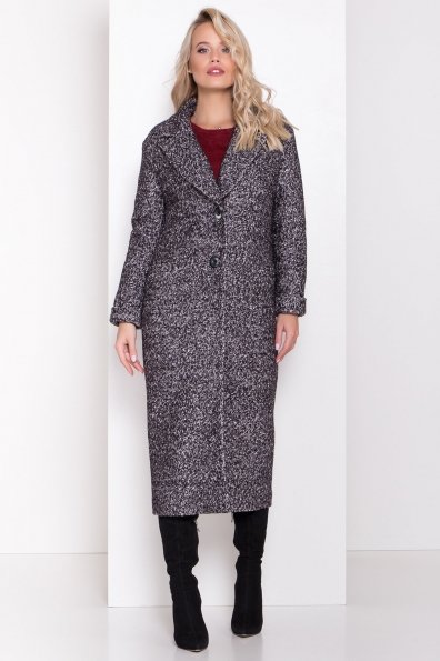 Теплое зимнее пальто буклированная шерсть Вива макси 8349 Цвет: Черный/серый 61