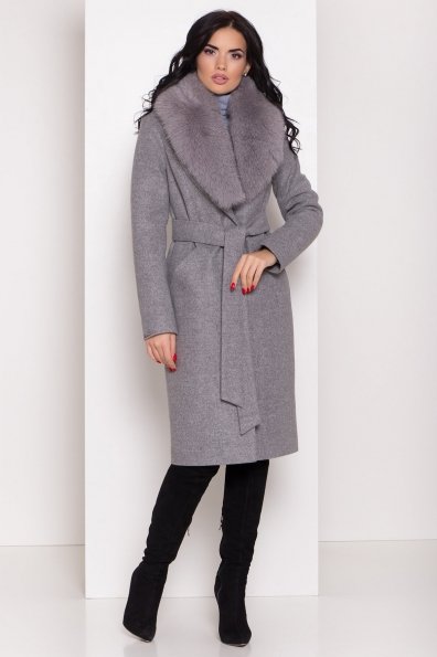 Зимнее пальто полуприталенного кроя Мехико 8298 Цвет: Серый 1