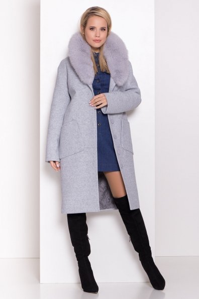 Шикарное зимнее пальто с мехом Флорида 8168 Цвет: Серый Светлый 33