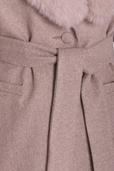 Бежевое зимнее пальто с мехом Вива Макси 8373 Цвет: Бежевый меланж
