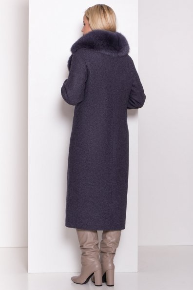 Удлиненное зимнее пальто с меховым воротником Вива макси 8378 Цвет: т. синий 543