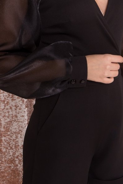 Комбинезон с шортами и широкими рукавами Набель 8506 Цвет: Черный