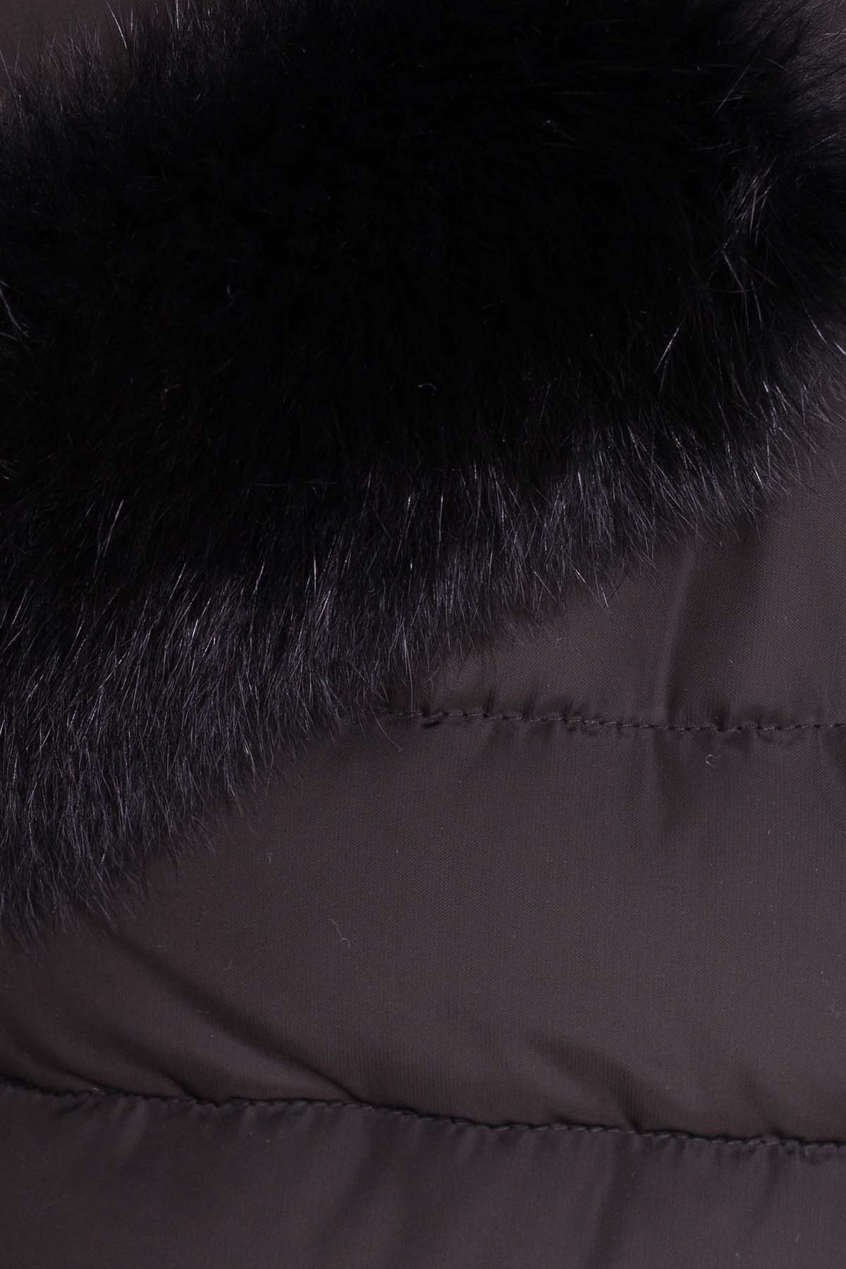 Стильный стеганый пуховик с мехом на карманах Кассия 8410 АРТ. 44653 Цвет: Черный - фото 5, интернет магазин tm-modus.ru