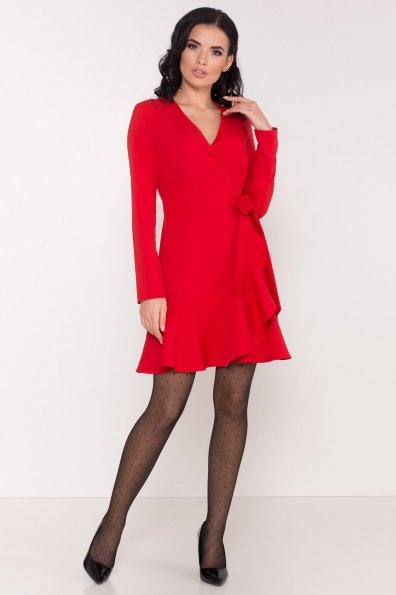 Однотонное платье на запах Фламенко 8336 Цвет: Красный