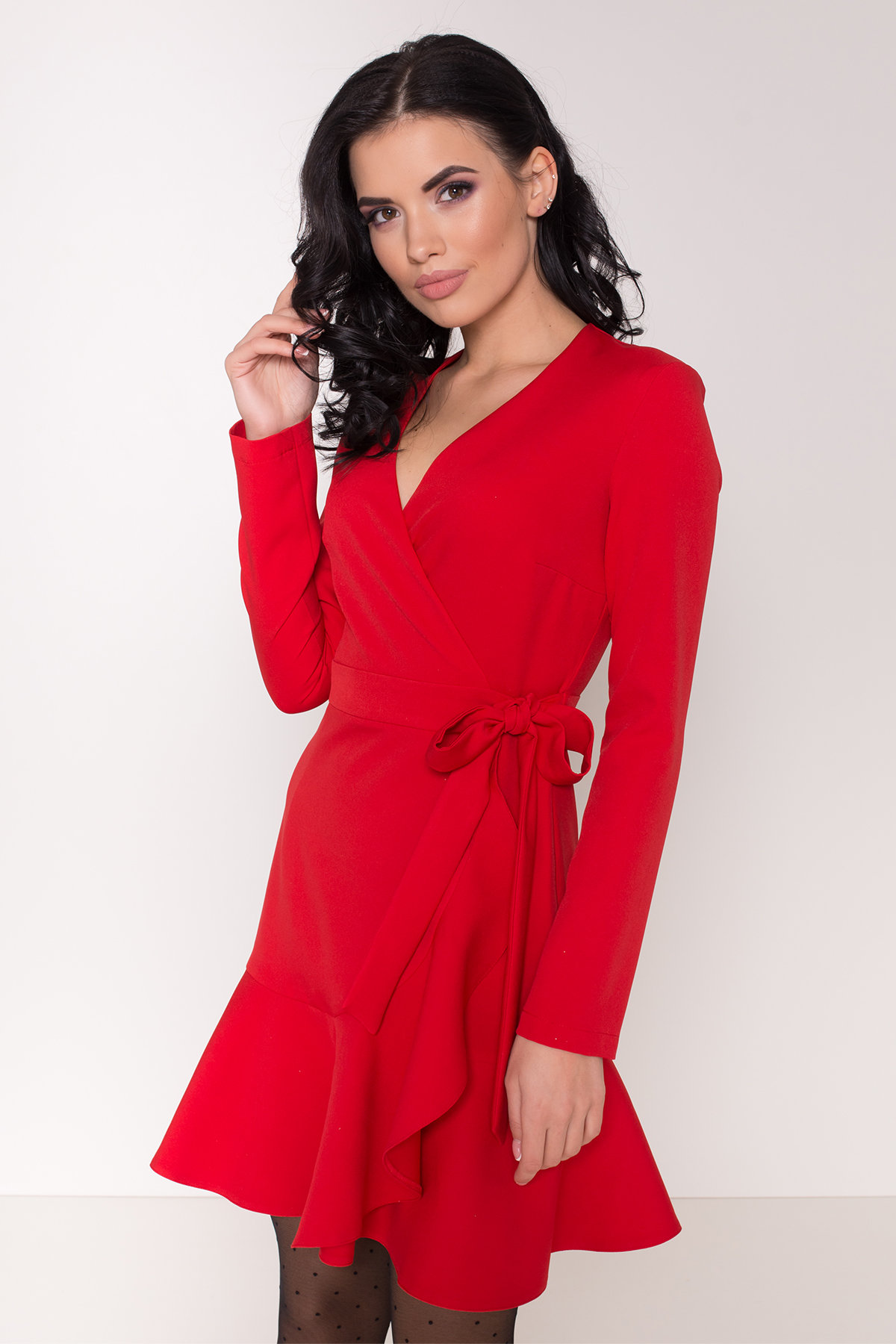 Однотонное платье на запах Фламенко 8336 Цвет: Красный