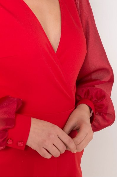 Комбинезон с шортами и широкими рукавами Набель 8506 Цвет: Красный