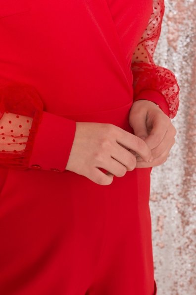 Стильный красный комбинезон с шортами Набель 8565 Цвет: Красный