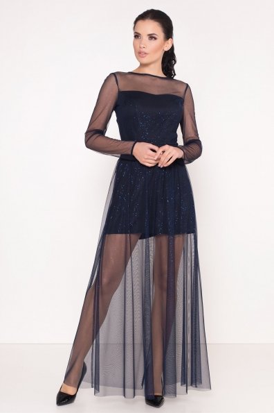 Платье-комбинезон Астия 8556 Цвет: Черный/т.синий/электрик