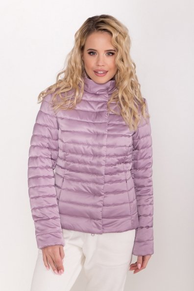 Стеганная демисезонная куртка Лоррейн 8445 Цвет: Серо-розовый