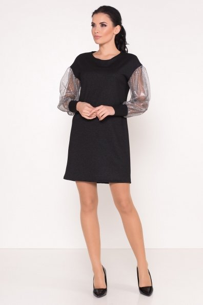 Стильное платье с широкими рукавами Авила 8609 Цвет: Черный