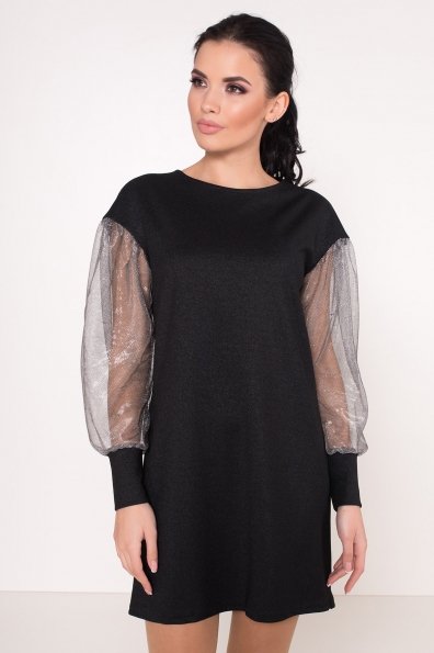 Стильное платье с широкими рукавами Авила 8609 Цвет: Черный