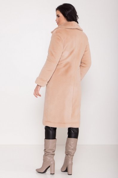 Зимнее пальто из искусственного меха норки Саманта 8641 Цвет: Бежевый