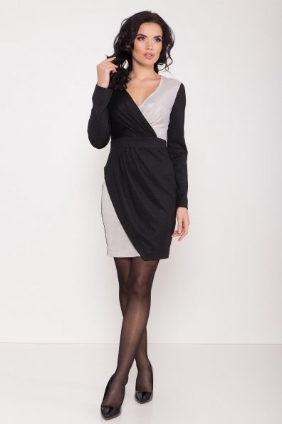Контрастное черно-белое платье Блеск 8668 Цвет: Черный/серебро