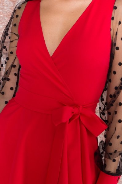 Платье на запах и рукавами из сетки Джелла 8495 Цвет: Красный