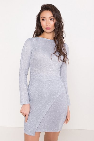 Коктейльное платье Кристал 8346 Цвет: Серебро/голубой
