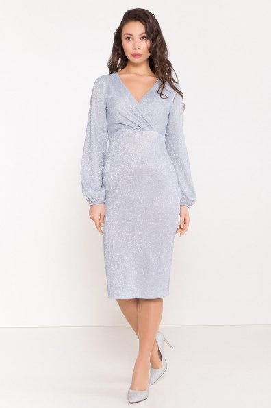 Нарядное платье с люрексом Фаселис 8527 Цвет: Серебро/голубой