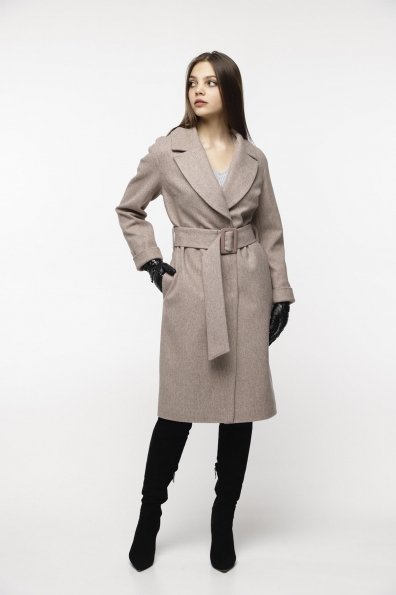 Демисезонное пальто бежевого цвета Севен 8757 Цвет: Бежевый