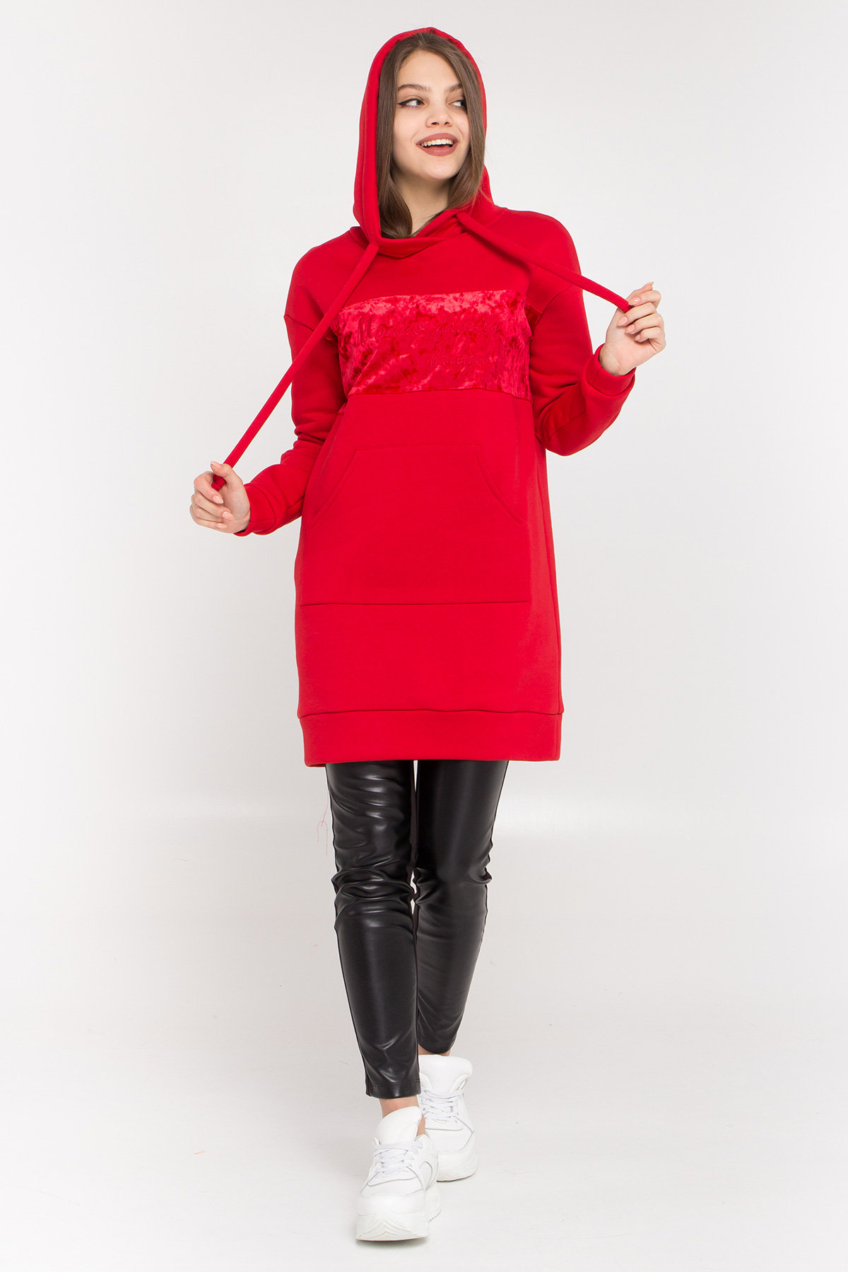 Платье худи Томми 8703 АРТ. 45100 Цвет: Красный/красный - фото 2, интернет магазин tm-modus.ru