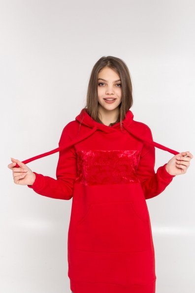 Платье худи Томми 8703 Цвет: Красный/красный