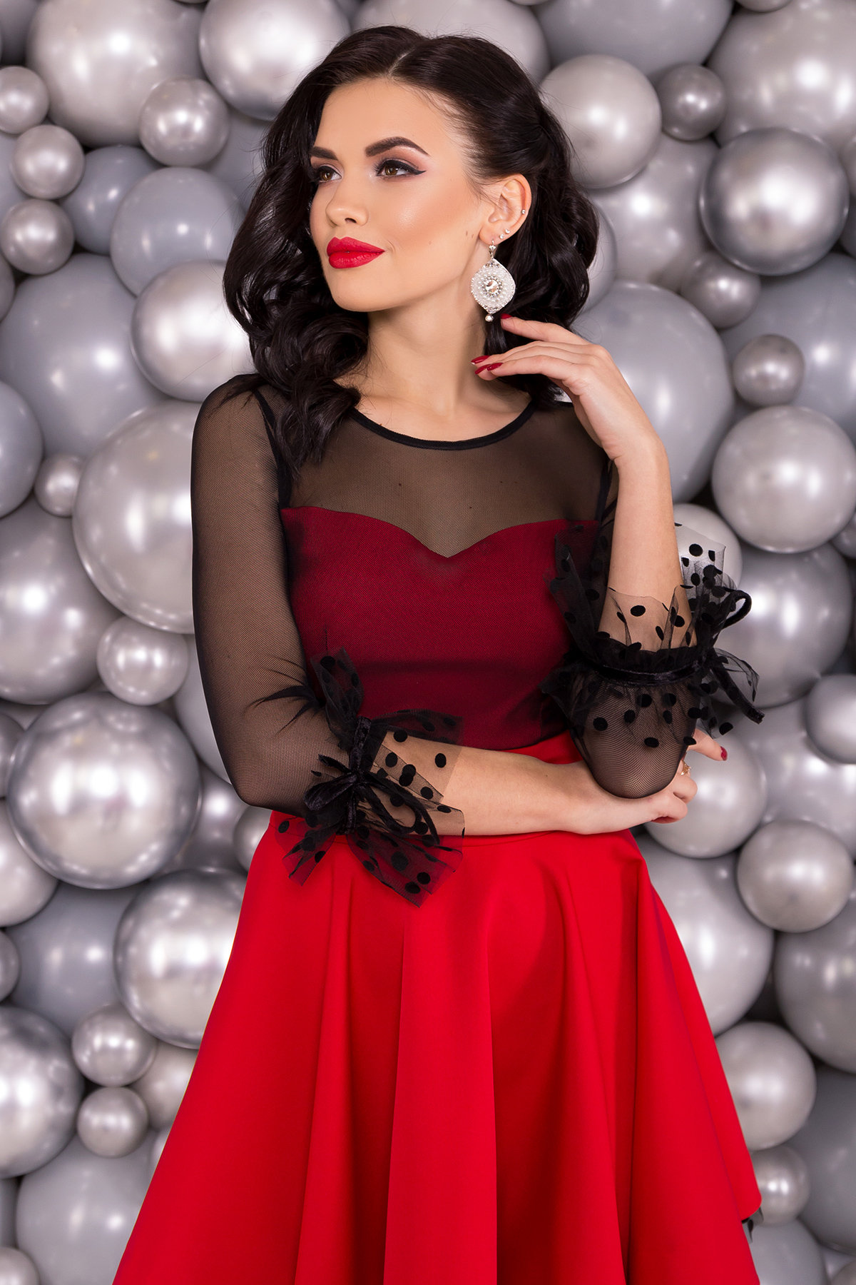Нарядное платье Адриана 6022 Цвет: Красный/черный