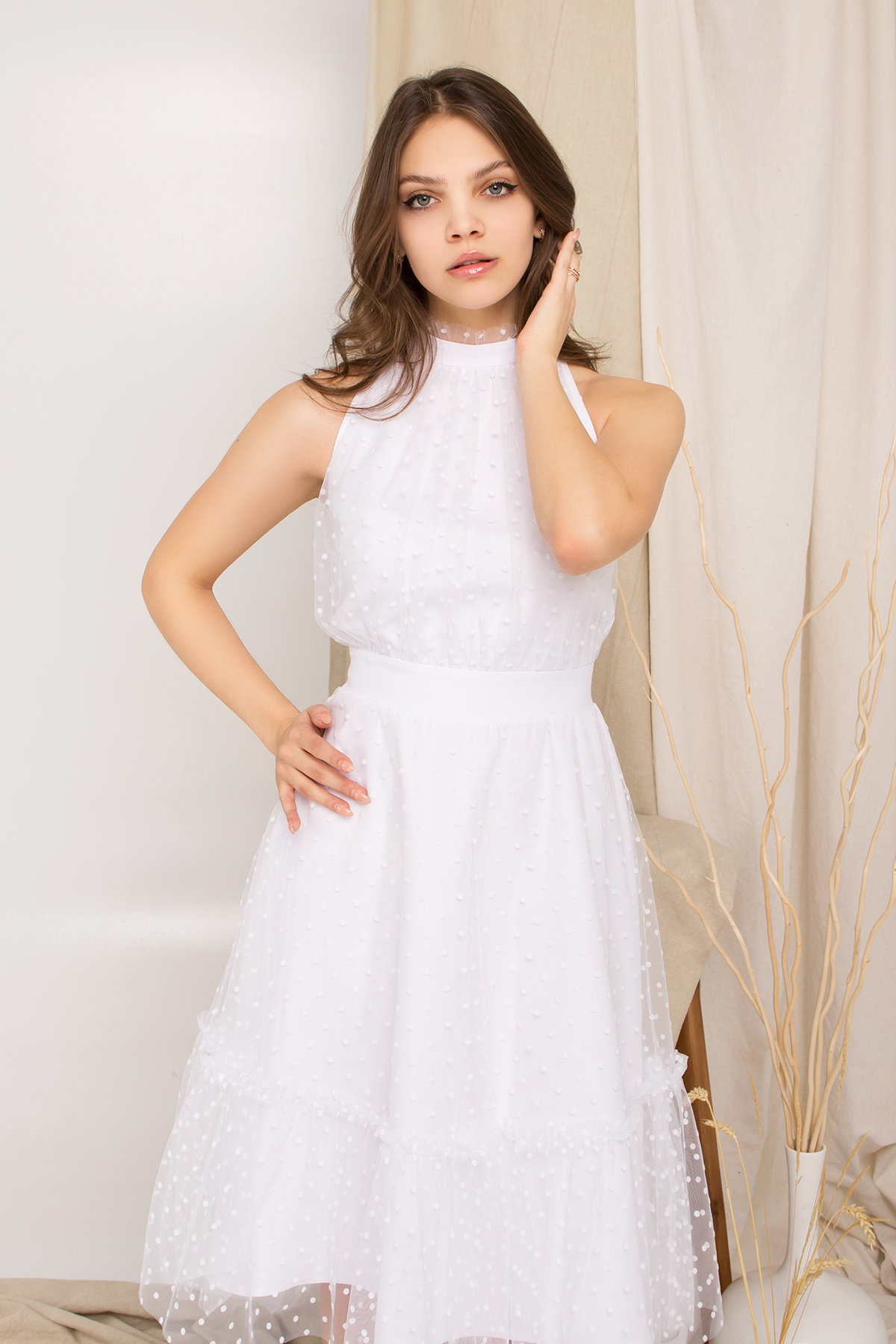 Платье Агния 8998 АРТ. 45342 Цвет: Белый/белый - фото 2, интернет магазин tm-modus.ru