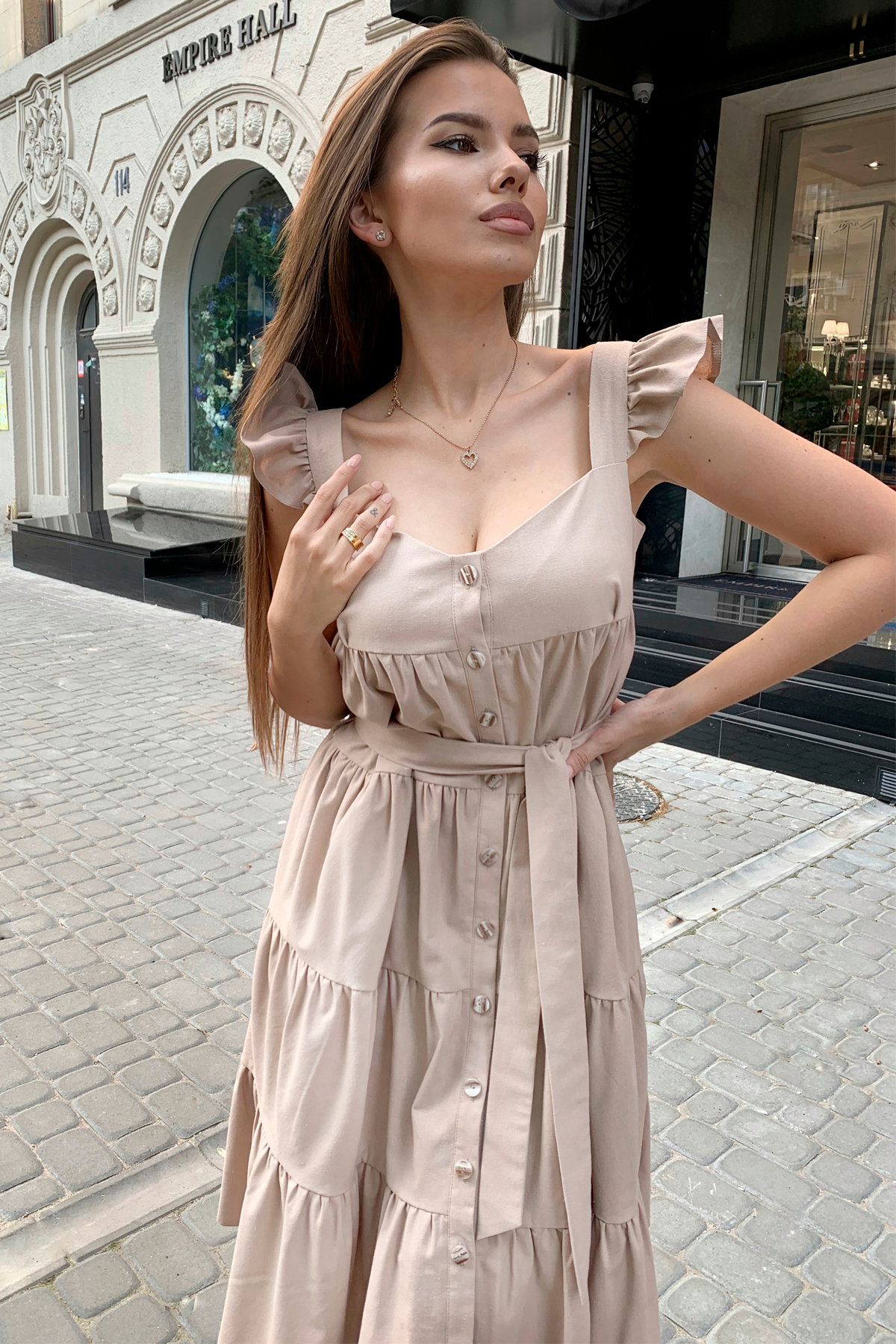 Платье Соло миди 9465 АРТ. 45814 Цвет: Бежевый - фото 4, интернет магазин tm-modus.ru