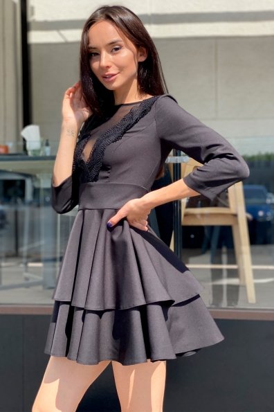 Платье с двухслойной юбкой Абико 5516 Цвет: Черный