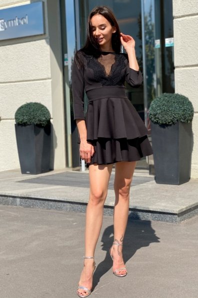 Платье с двухслойной юбкой Абико 5516 Цвет: Черный