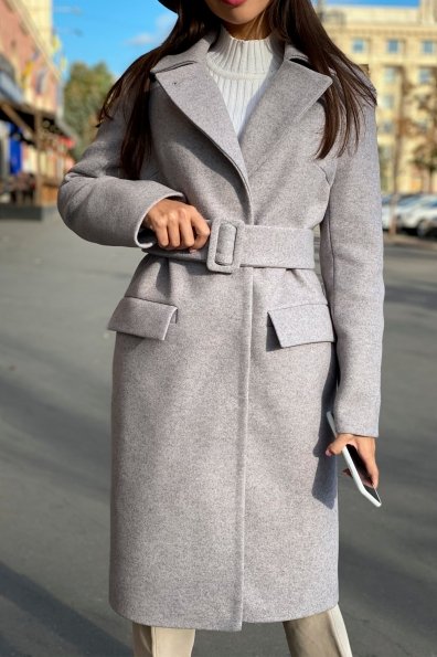 Зимнее пальто с отложным воротником Моле 8085 Цвет: Серо-розовый 46