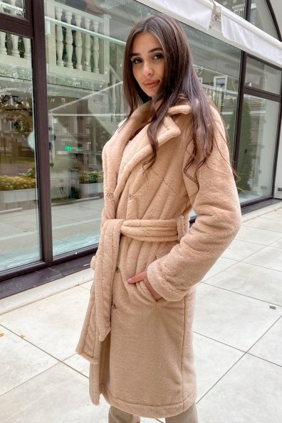 Зимнее пальто из искусственного меха норки Саманта 8641 Цвет: Бежевый