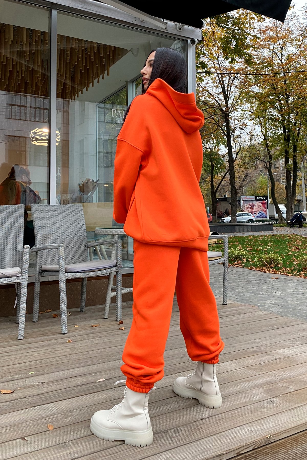  Марион Oversize трикотаж 3х нитка с начесом костюм 9651 АРТ. 46320 Цвет: Оранжевый - фото 6, интернет магазин tm-modus.ru