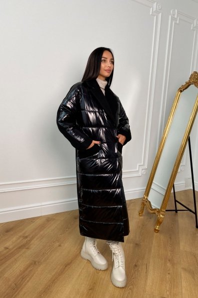 Санре утепленное пальто из комбинации плащевой и пальтовой ткани 9940 Цвет: Черный