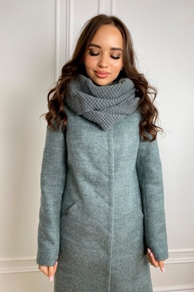 Зимнее пальто с шарфом Сплит 5834 Цвет: Олива