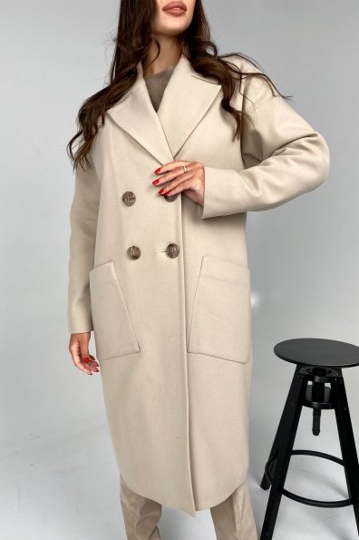 Свайп макси пальтовая ткань кашемир Турция зима Хомут пальто 10118 Цвет: Бежевый светлый