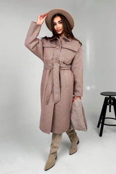 Ола модена пальтовая ткань зима Шарф пальто 10217 Цвет: Светлый шоколад