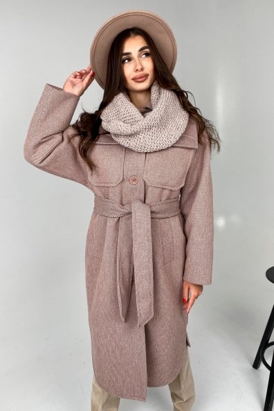 Ола модена пальтовая ткань зима Шарф пальто 10217 Цвет: Светлый шоколад
